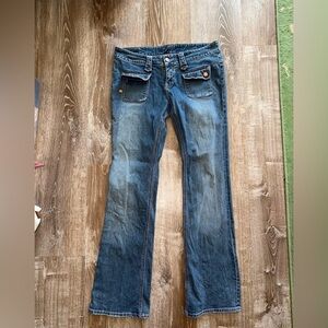 Vintage Y2K Low Rise Cargo Flare Jeans